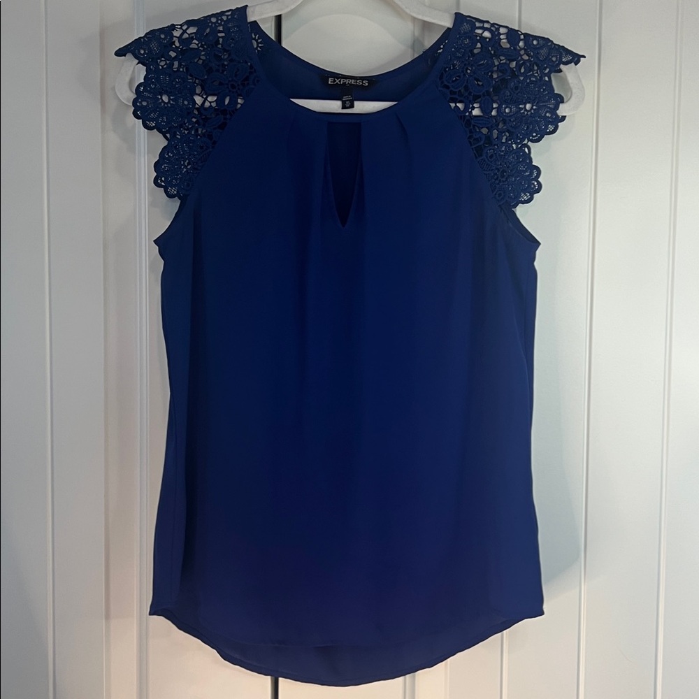 Express Royal Blue Top with Lace Detail